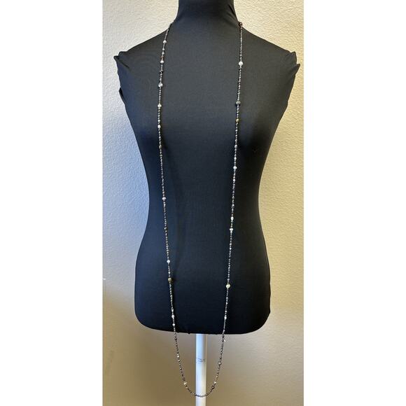 Freshwater Pearl Necklace 70" seed pearls gray white brown no clasp EUC - Picture 3 of 8